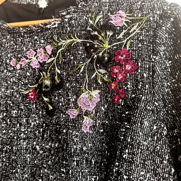 Teri John Saks Fifth Avenue Tweed Embroidered Sheath Dress 18 - Picture 6 of 9